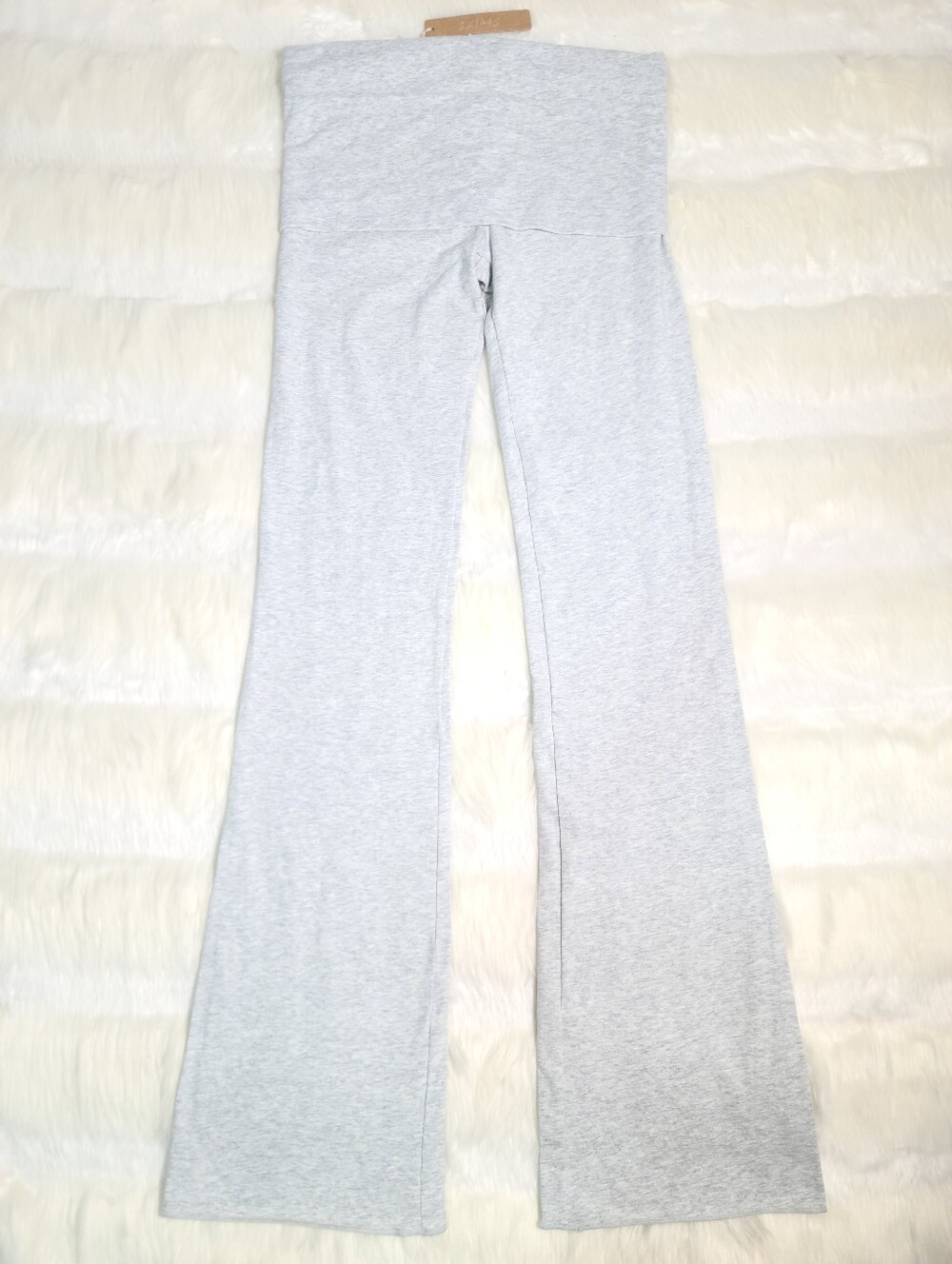 SKIMS Maternity Cotton Jersey Foldover Pants Light Heather Grey Women Medium NEW